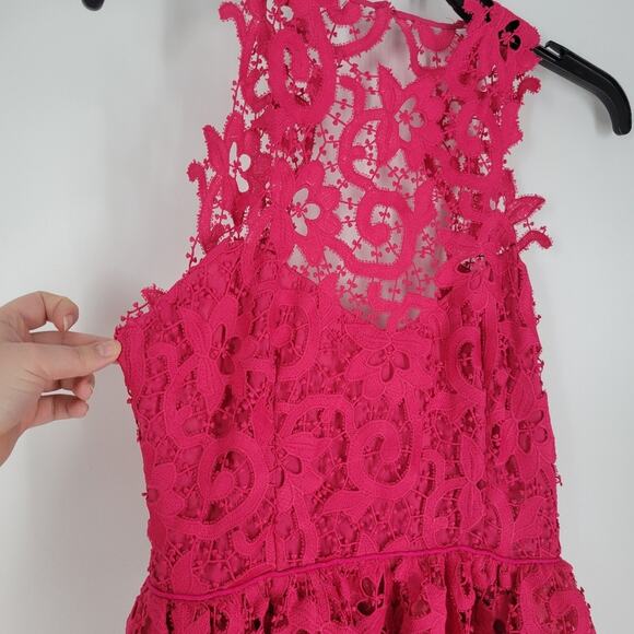 Saylor Pink Lace Open Back Sleeveless Amari Mini Dress XS - Picture 3 of 14